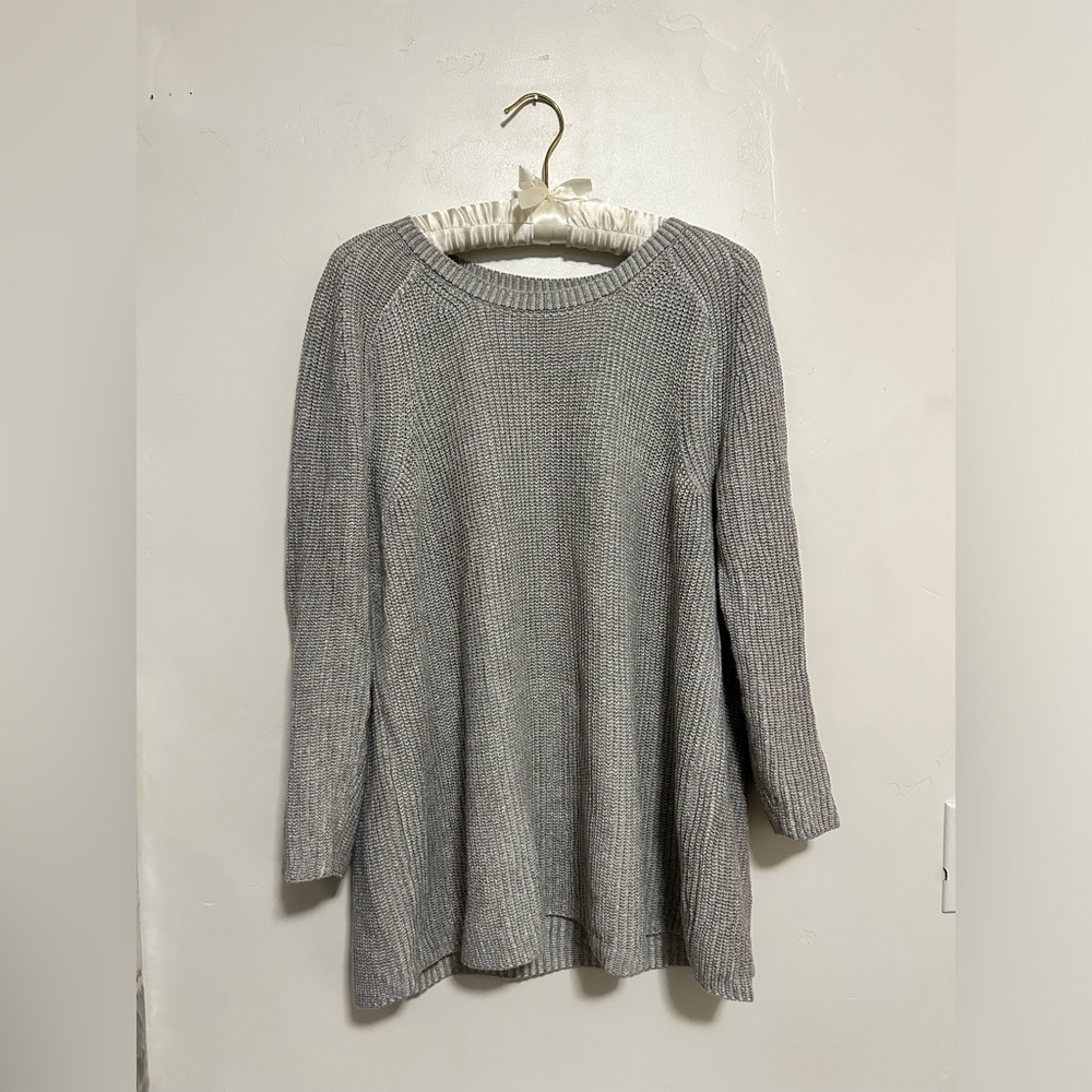 Eileen Fisher gray knit sweater longer length size xs‎ oversized